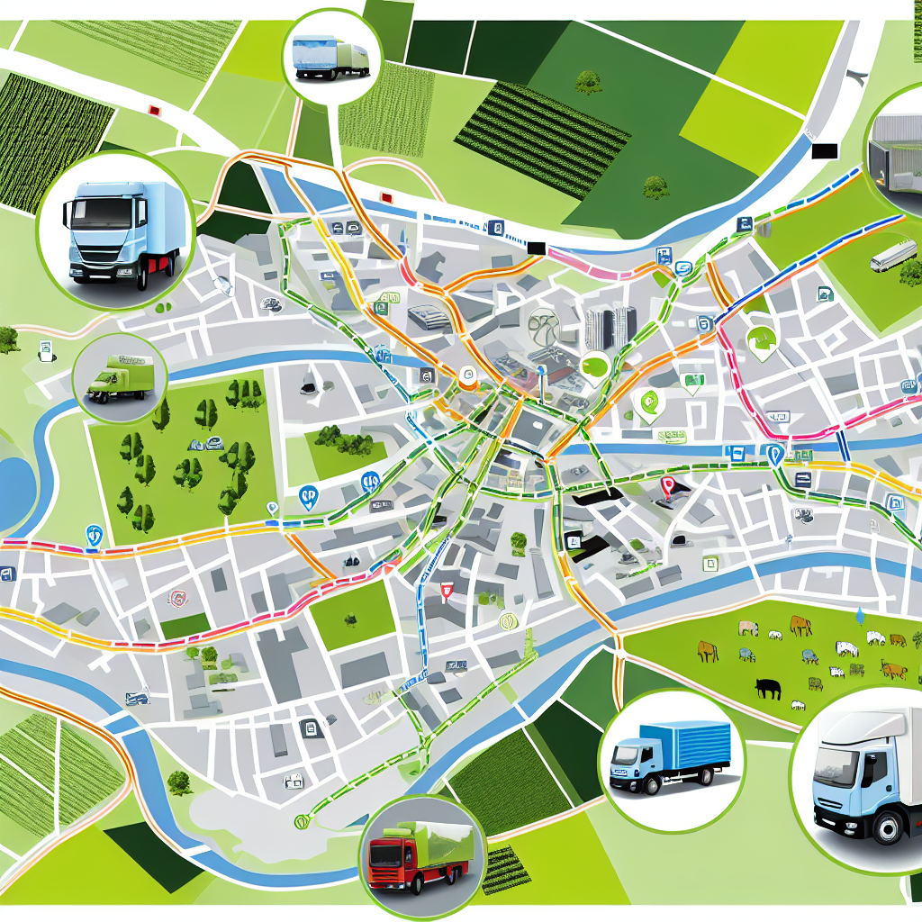 Electric truck route map illustrating key transportation routes