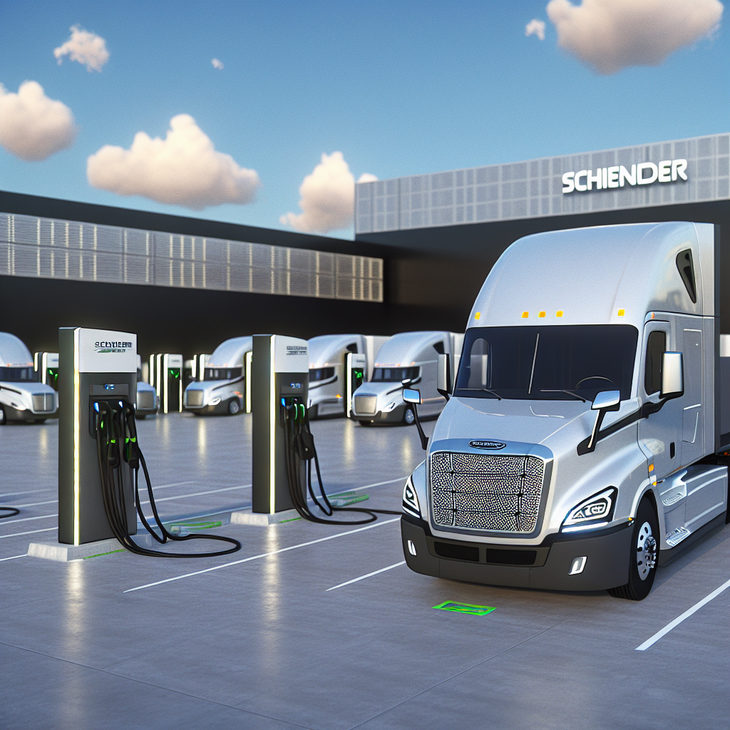 Schneider's charging depot with electric trucks being charged
