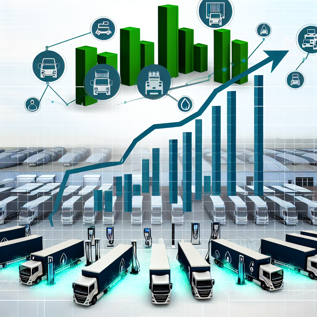Illustration showing user adoption trends for electric trucks in logistics.