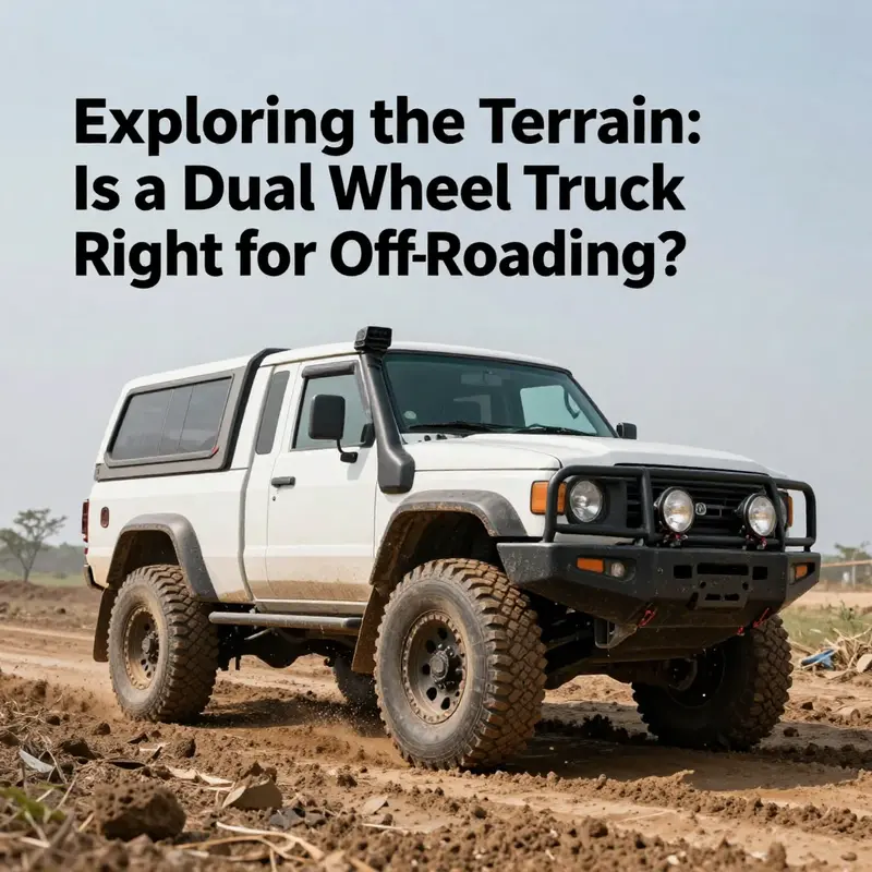 A dual-wheel truck expertly maneuvering through challenging terrain, demonstrating its off-road capabilities.