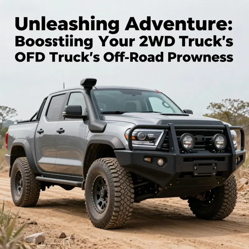 A lifted 2WD truck showcasing substantial ground clearance and improved suspension.