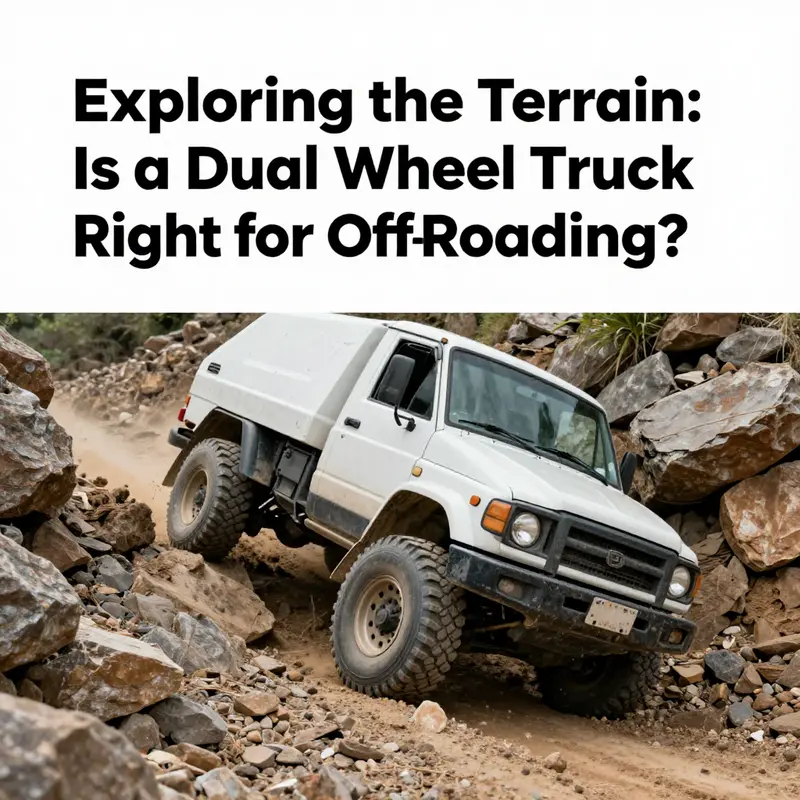 A dual-wheel truck expertly maneuvering through challenging terrain, demonstrating its off-road capabilities.