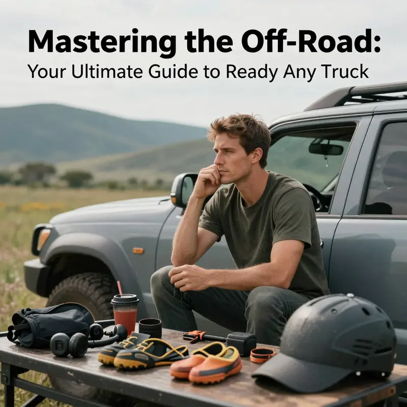 A technician performs critical preparation checks on a truck, highlighting the importance of vehicle readiness for off-roading.