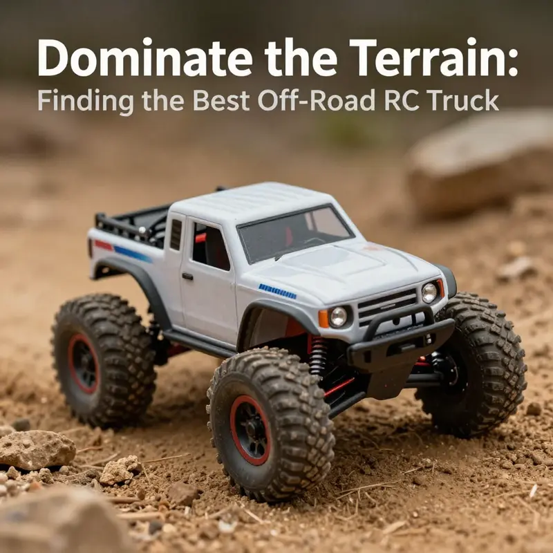 An off-road RC truck tackling a challenging landscape, perfect for enthusiasts seeking performance.