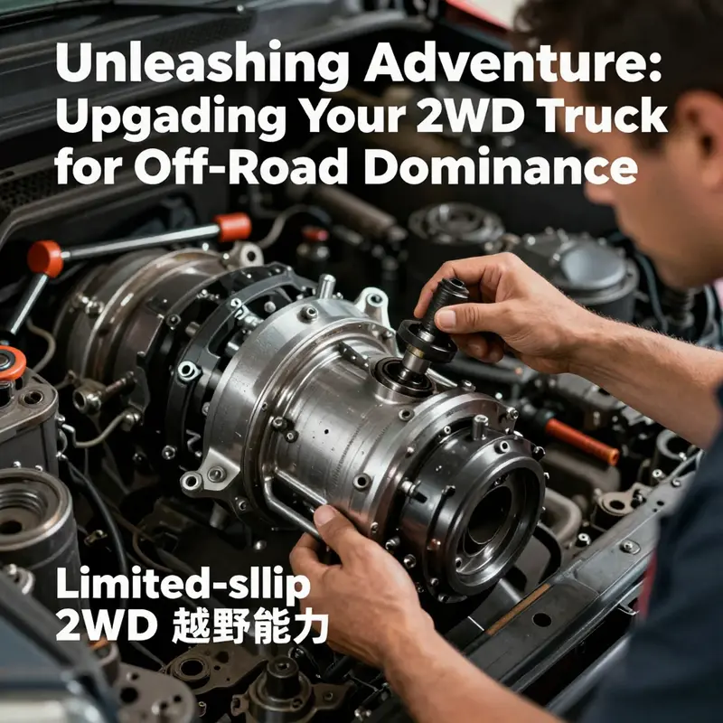 A mechanic enhancing a 2WD truck’s performance with a limited-slip differential.