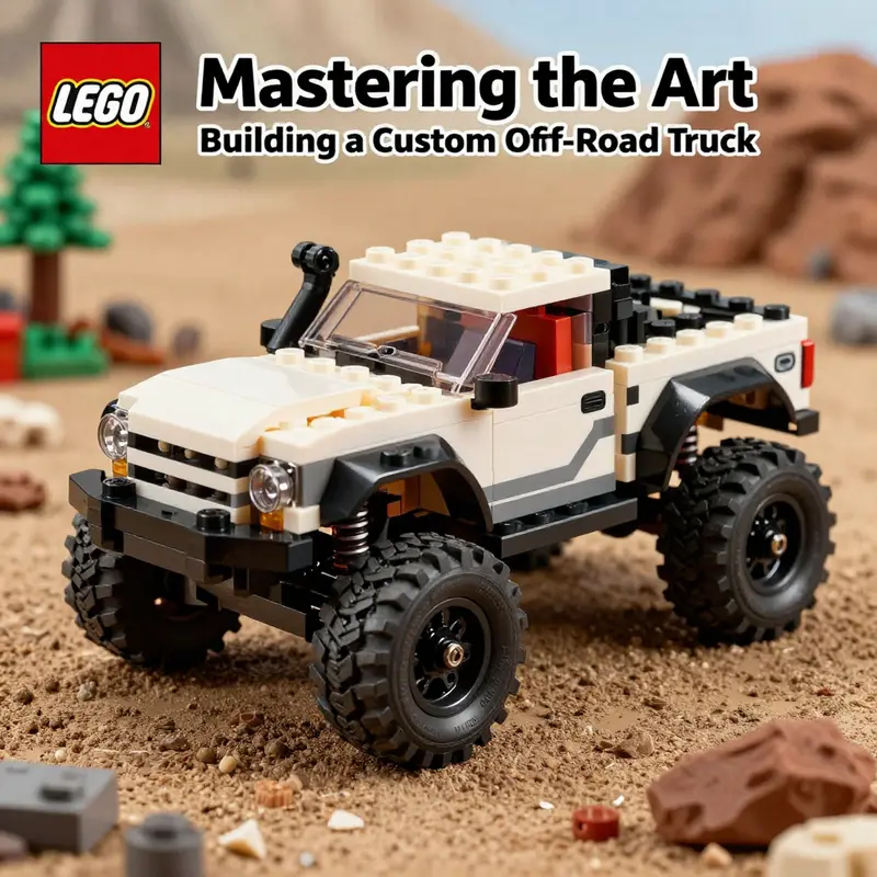 A dedicated builder crafts a unique off-road LEGO truck from scratch, showcasing creativity and engineering prowess.