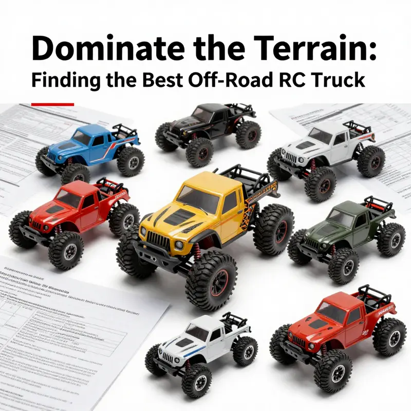 An off-road RC truck tackling a challenging landscape, perfect for enthusiasts seeking performance.