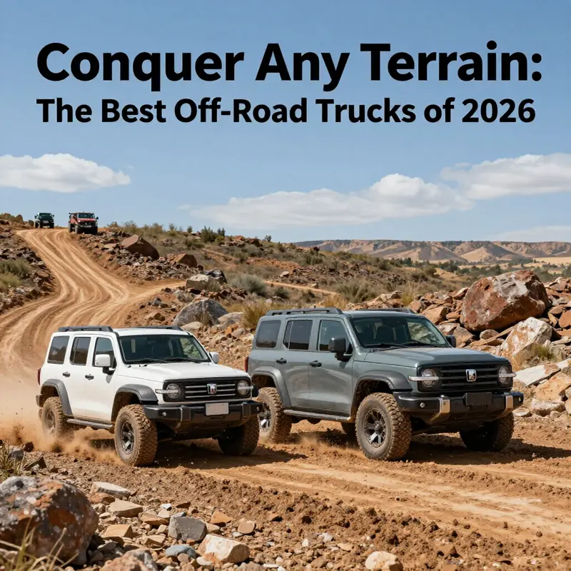 The top off-road trucks for 2026 showcasing their robust designs and capabilities in a rugged landscape.