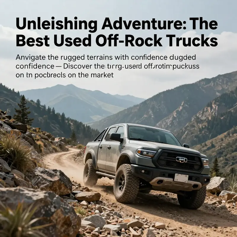 An off-road pickup truck traversing a rocky trail in a mountainous terrain, symbolizing adventure and exploration.