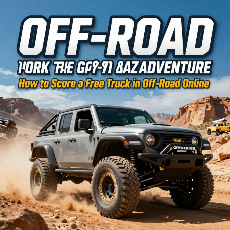 A colorful depiction of promotional events where off-road enthusiasts can win free trucks.