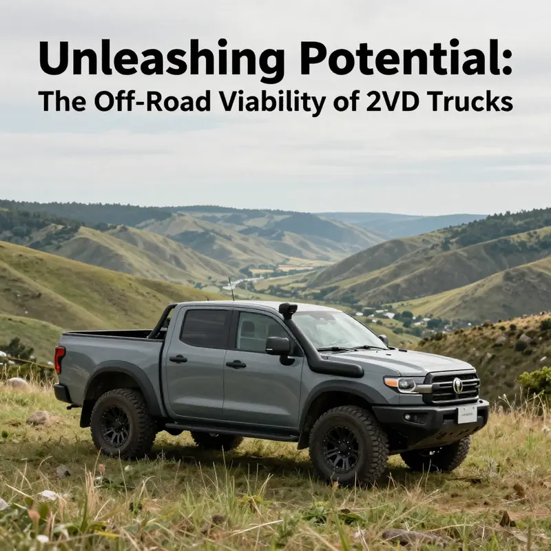 A 2WD truck showcasing its capability on a dirt trail, representing its potential for limited off-road use.