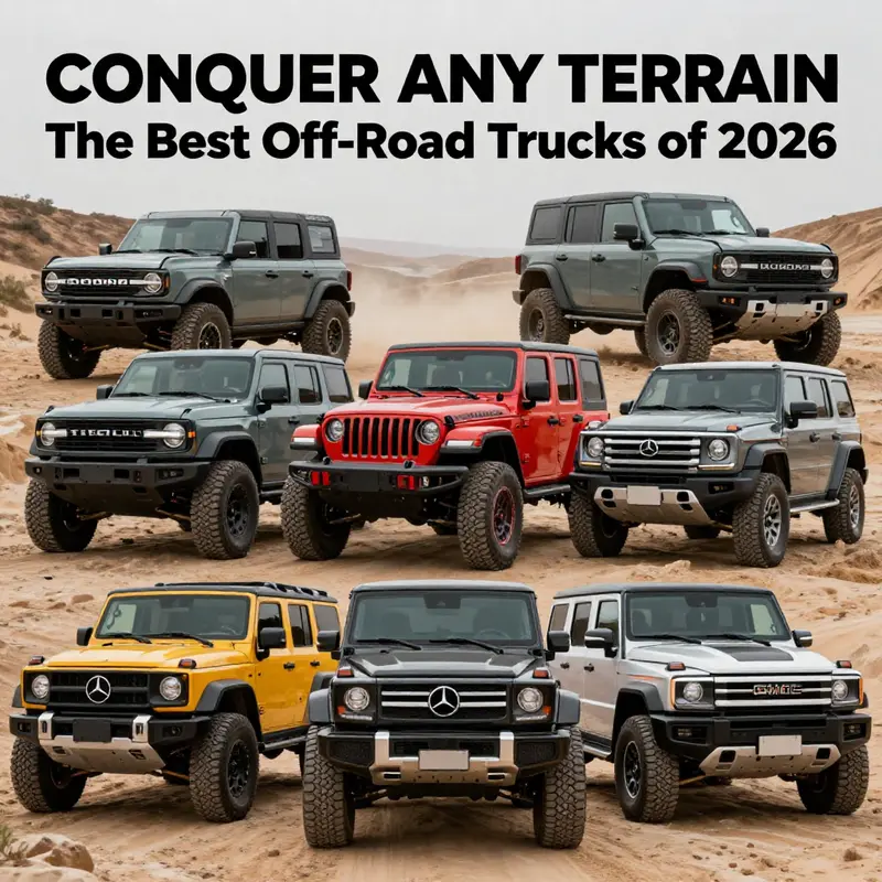 The top off-road trucks for 2026 showcasing their robust designs and capabilities in a rugged landscape.