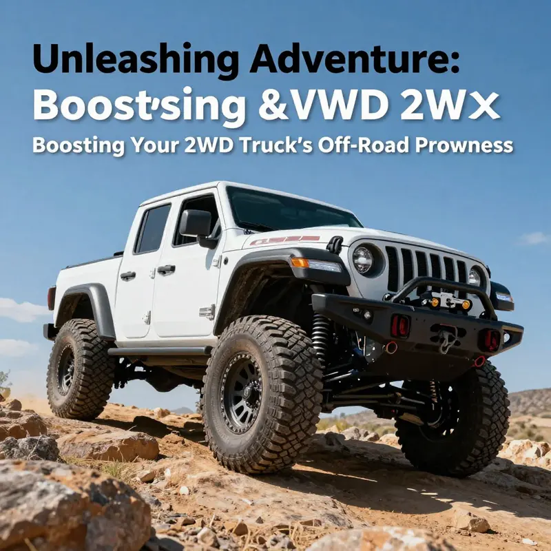 A lifted 2WD truck showcasing substantial ground clearance and improved suspension.