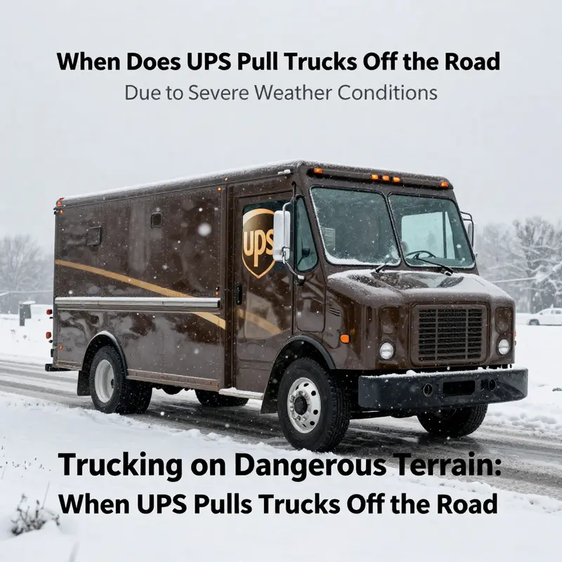 A UPS truck parked safely during a heavy snowstorm, showcasing the importance of weather-related safety measures.