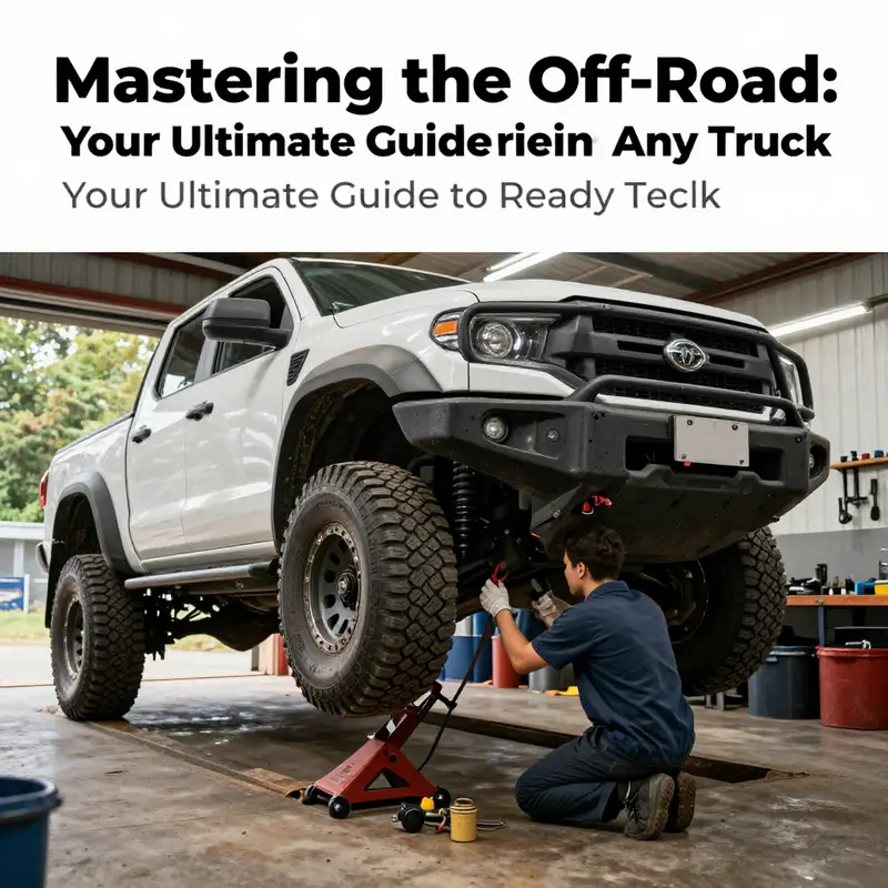A technician performs critical preparation checks on a truck, highlighting the importance of vehicle readiness for off-roading.