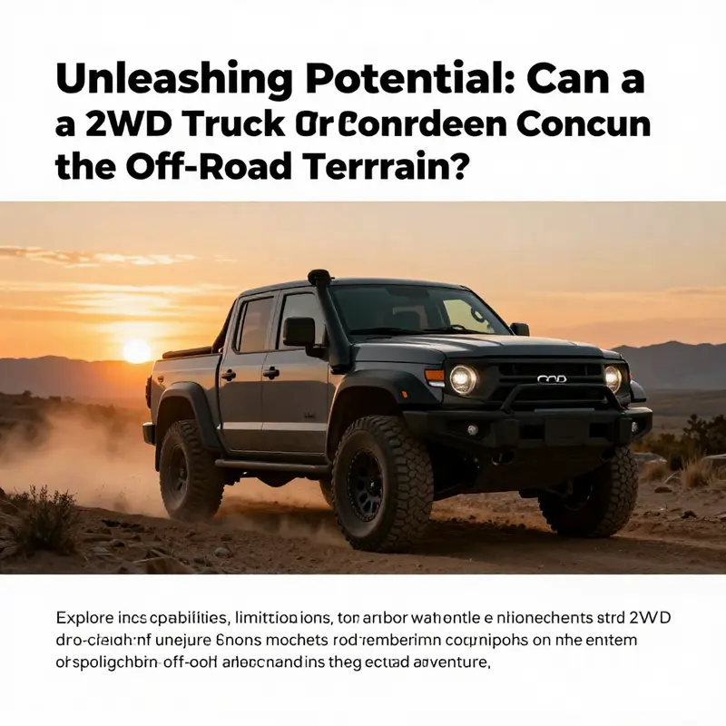 A 2WD truck on a dirt path at sunset, representing the adventure and spirit of off-roading.