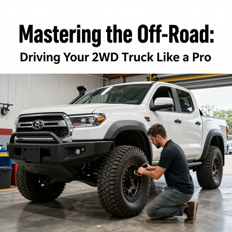 A 2WD truck demonstrating fundamental off-road driving techniques on mild terrain.