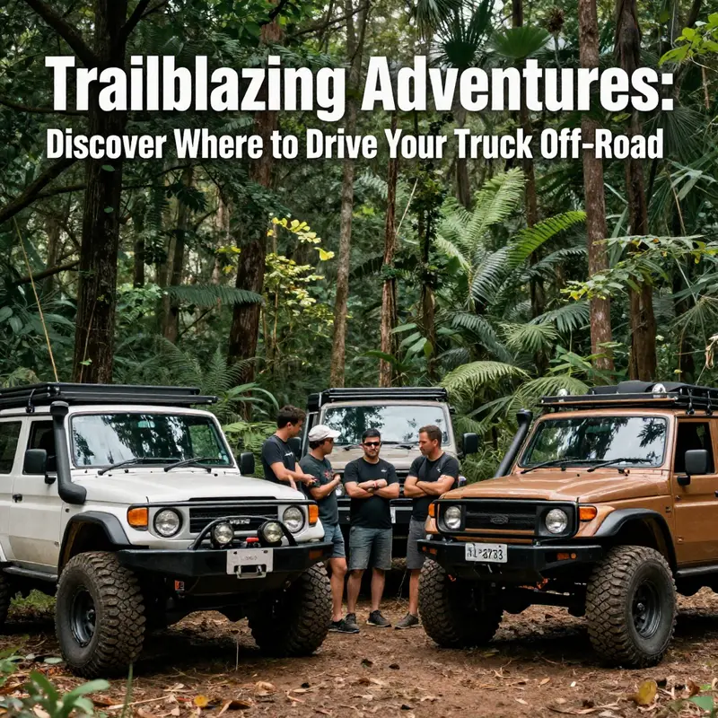 A thrilling view of trucks conquering diverse terrains at designated off-road parks.