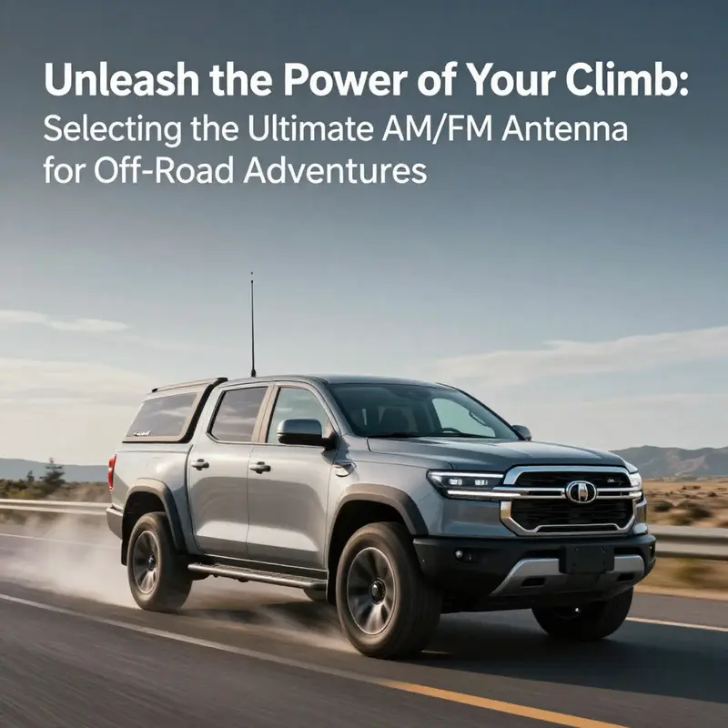 Durability is key; this image illustrates an off-road antenna’s rugged build withstanding harsh conditions.