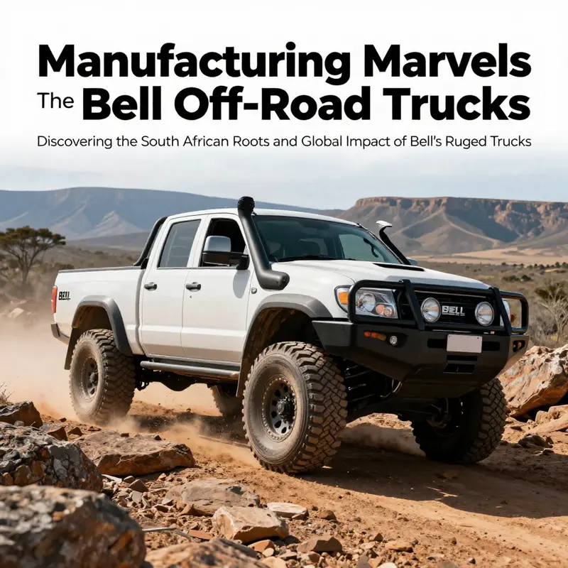 A rugged Bell off-road truck climbing a rocky terrain in South Africa, demonstrating its power and durability.