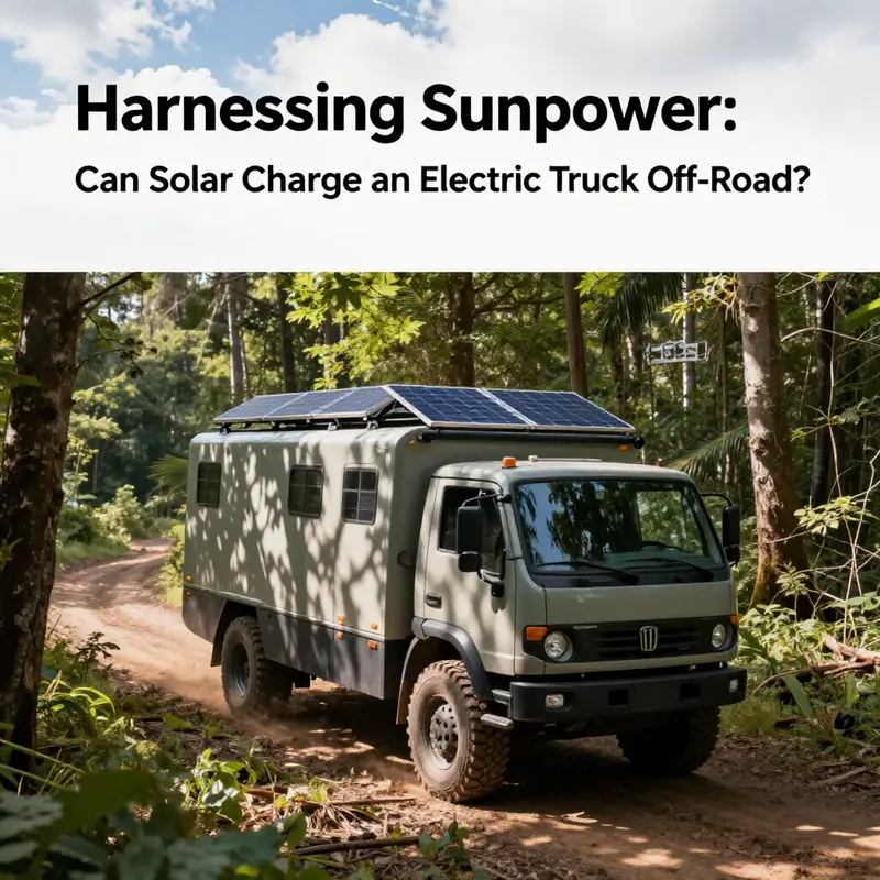Navigating off-road challenges: An electric truck faces environmental limitations to solar power generation.
