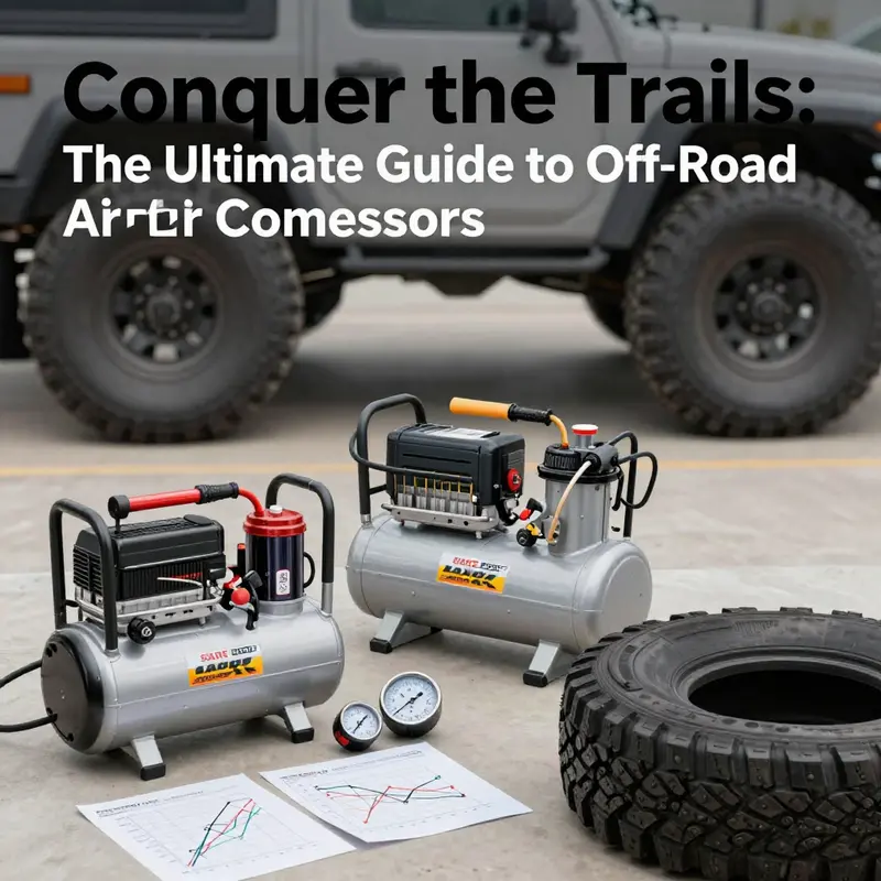 The AstroAI T4 air compressor, perfect for inflating off-road truck tires, prominently displayed in action.