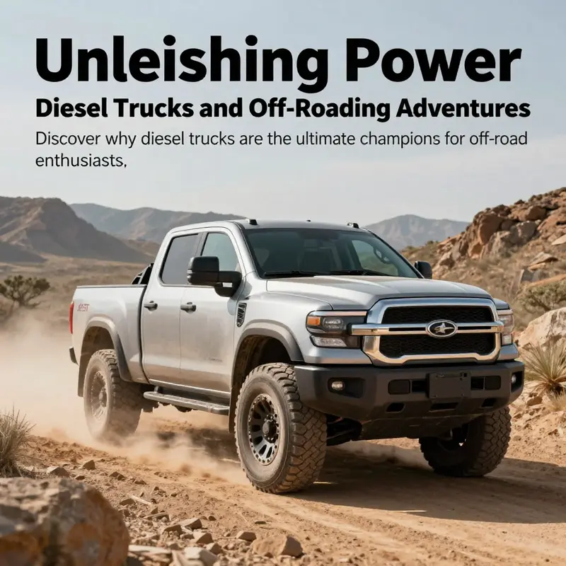 A diesel truck in a beautiful yet rugged terrain representing the essence of off-roading adventures.