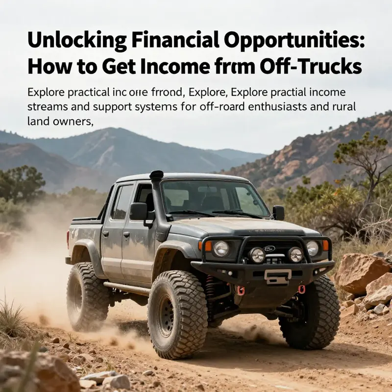 A powerful off-road truck driving through a scenic trail, symbolizing the opportunities available for financial success in the off-roading community.