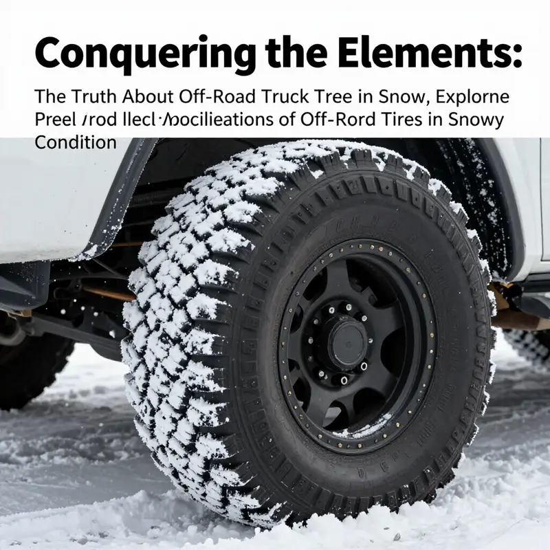 An off-road tire leaving a deep imprint in freshly fallen snow.