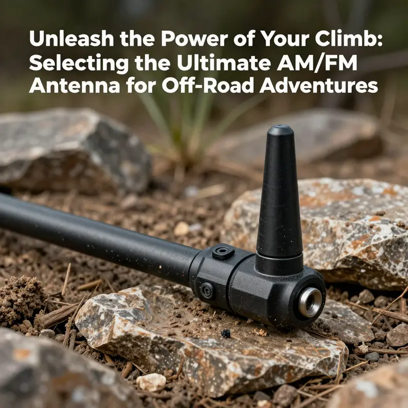 Durability is key; this image illustrates an off-road antenna’s rugged build withstanding harsh conditions.