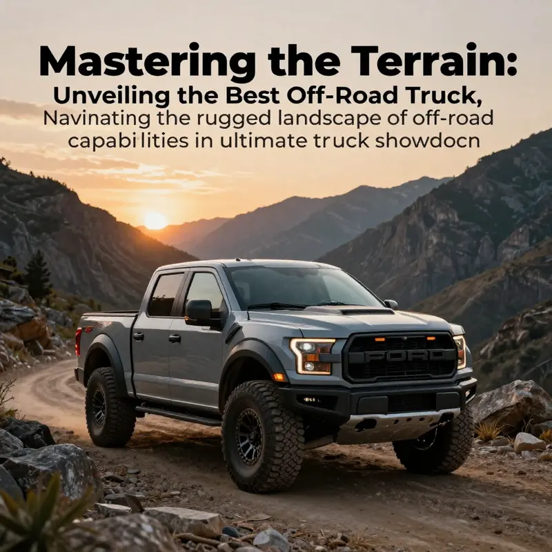 Ford F-150 Raptor R navigating a rocky mountain pass at sunset, illustrating its commanding presence in off-road settings.
