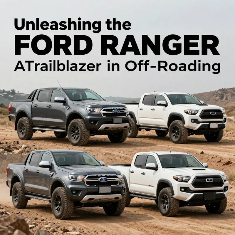 The Ford Ranger navigating through tough terrain, highlighting its robust performance features.