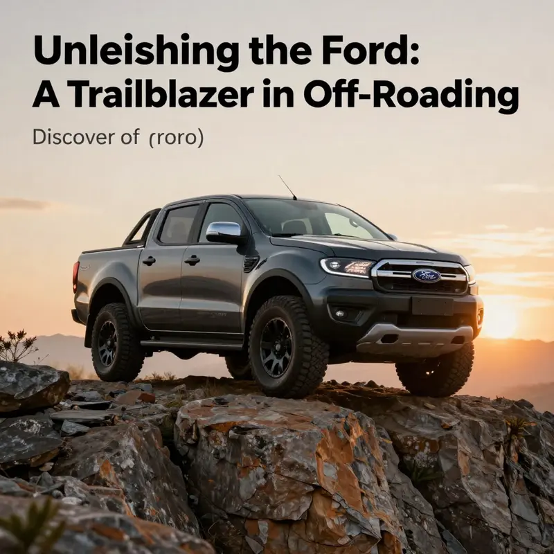 A Ford Ranger at a scenic overlook, prepared for off-road adventures against a vibrant sunset backdrop.