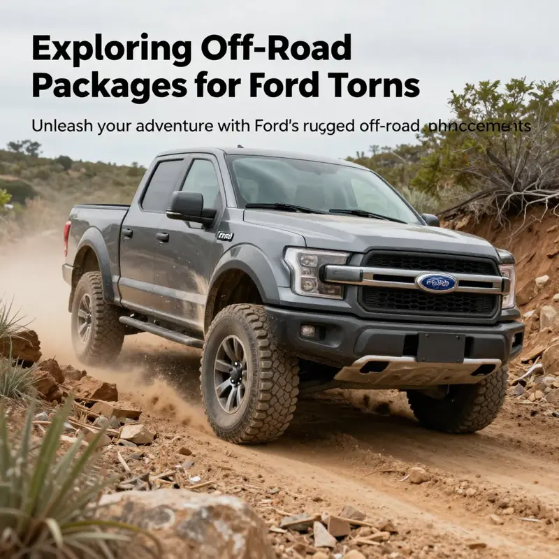 A Ford truck navigating through a challenging off-road course.