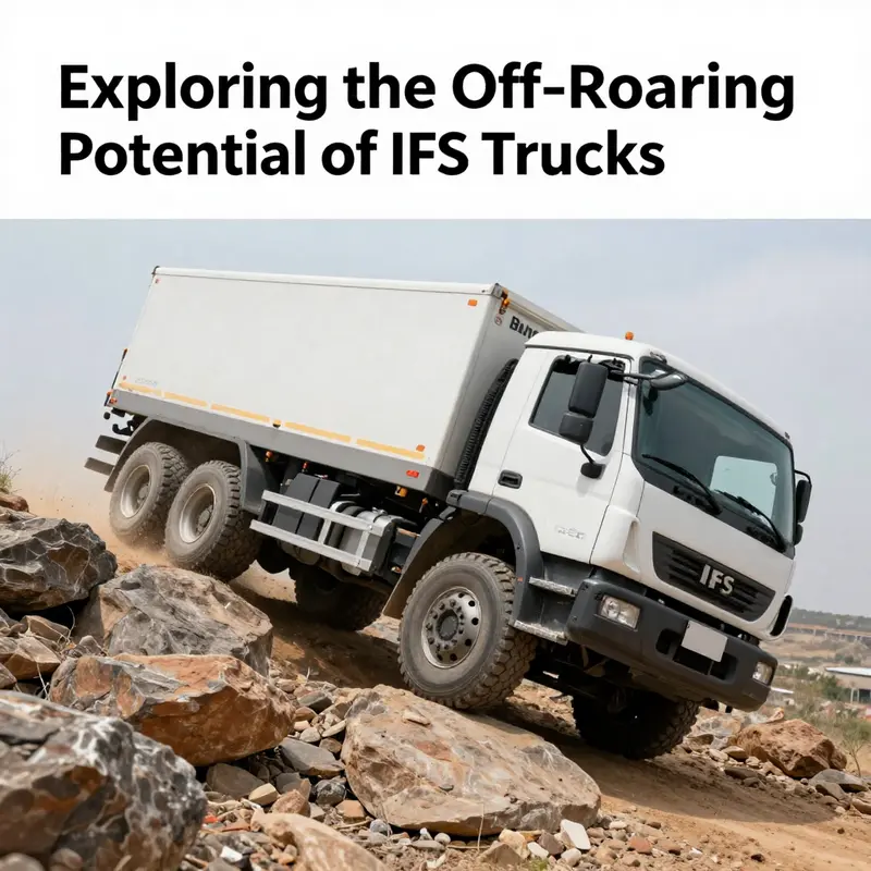 An IFS truck maneuvering through a rocky path, demonstrating its off-roading potential.