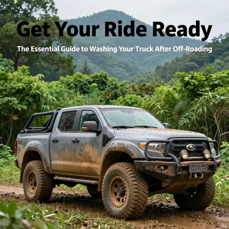 An off-road truck showcases the aftermath of an adventurous day, highlighting the need for immediate cleaning.