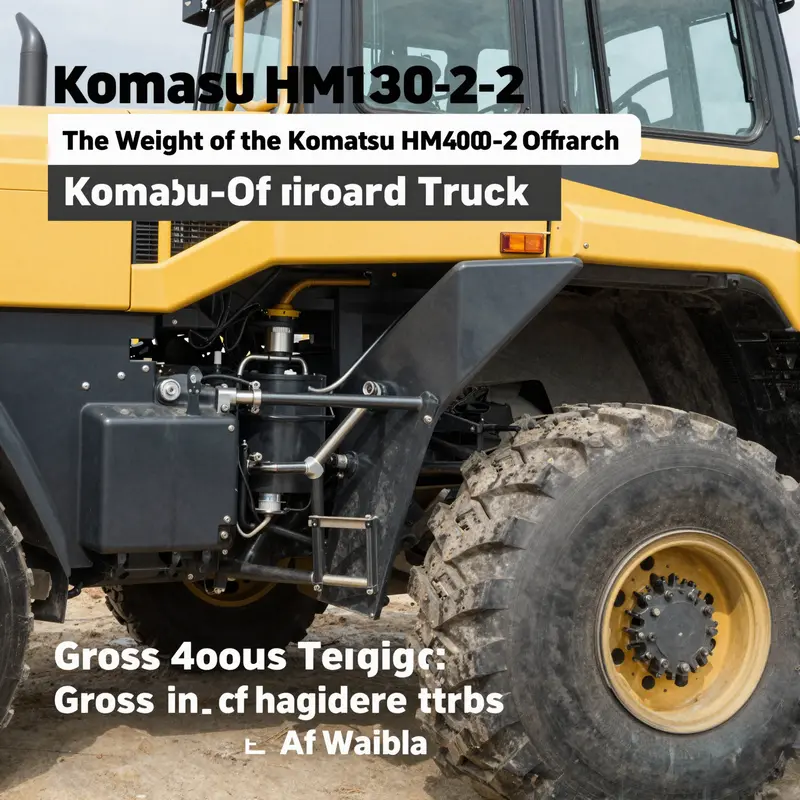 The Komatsu HM400-2 displaying its impressive gross vehicle weight specifications.