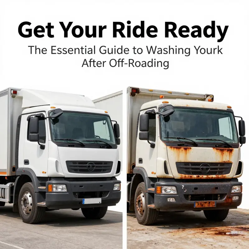 An off-road truck showcases the aftermath of an adventurous day, highlighting the need for immediate cleaning.