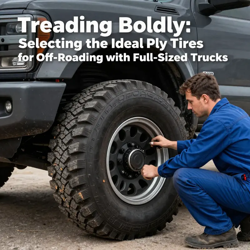 A full-sized truck navigates rocky off-road terrain, emphasizing the importance of choosing the right ply tires.