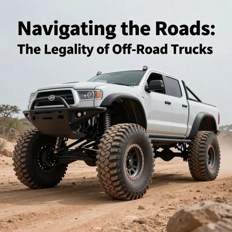 A stock off-road truck legally parked at a rural intersection.