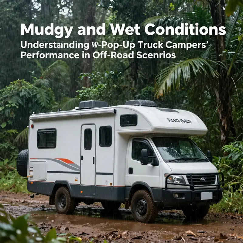 A pop-up truck camper expertly maneuvering through rough terrain, demonstrating its adaptability and endurance.