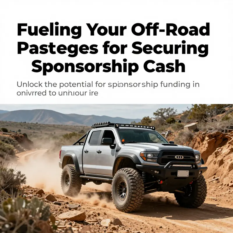 An off-road truck traversing through a dramatic landscape, symbolizing the journey of securing sponsorship.