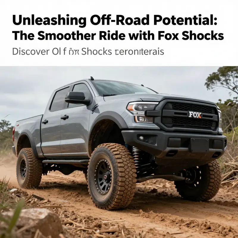 A rugged truck making its way through muddy terrain, illustrating the enhanced ride quality possible with Fox shocks.