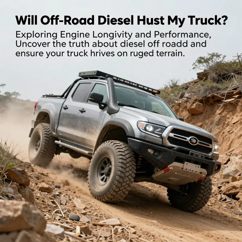 A diesel truck climbing a steep off-road trail, embodying the spirit of adventure and the power of off-road diesel engines.