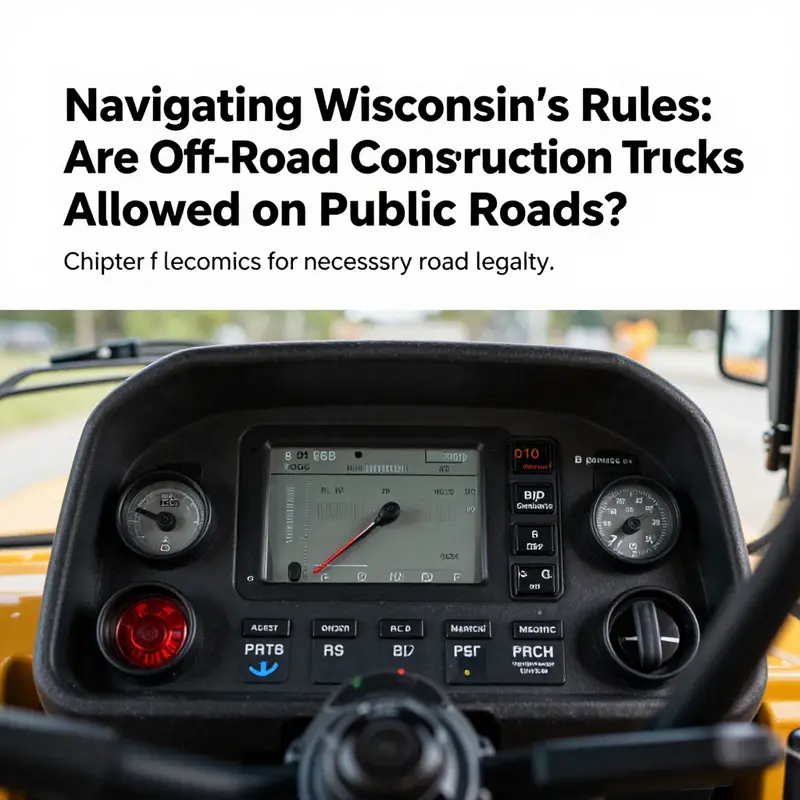 A construction truck facing restrictions with a clear indication of public road regulations.