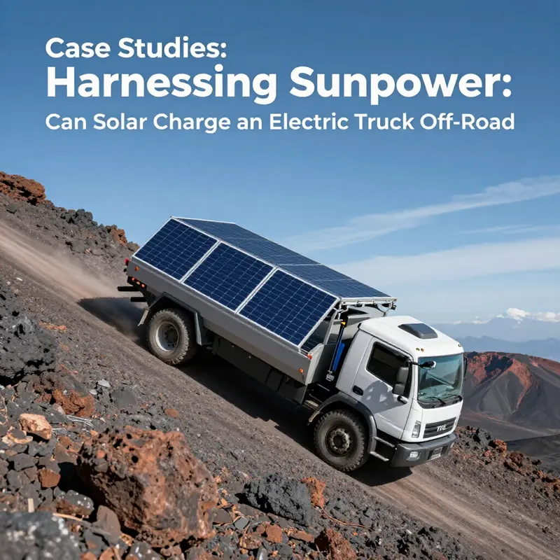Navigating off-road challenges: An electric truck faces environmental limitations to solar power generation.