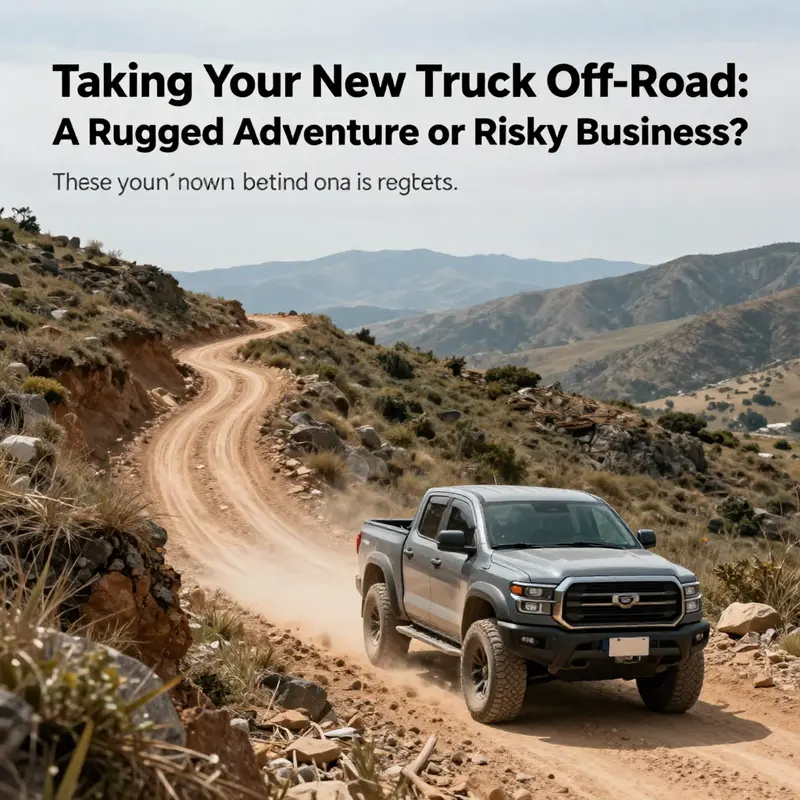A new truck positioned on a rugged trail, symbolizing the off-road adventure spirit.
