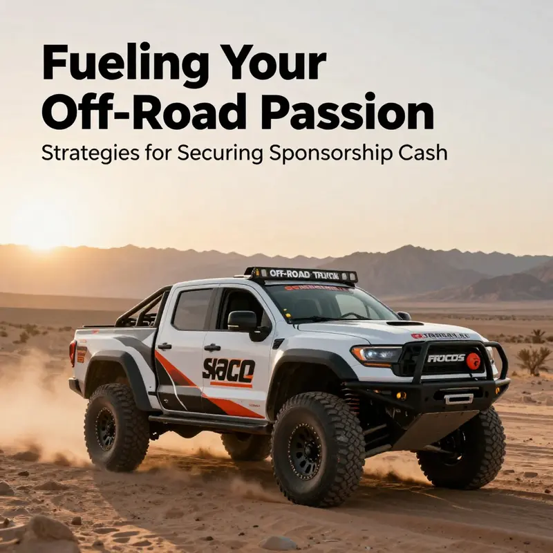 An off-road truck featuring various brand partnerships, symbolizing the rugged spirit of sponsorship.