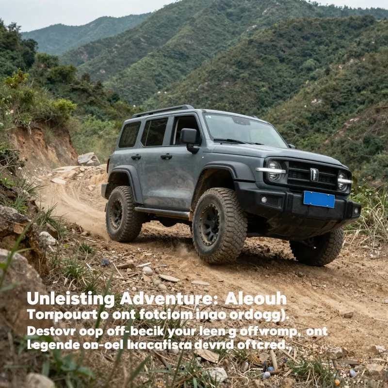 A truck conquering rugged terrain against a backdrop of beautiful mountains.
