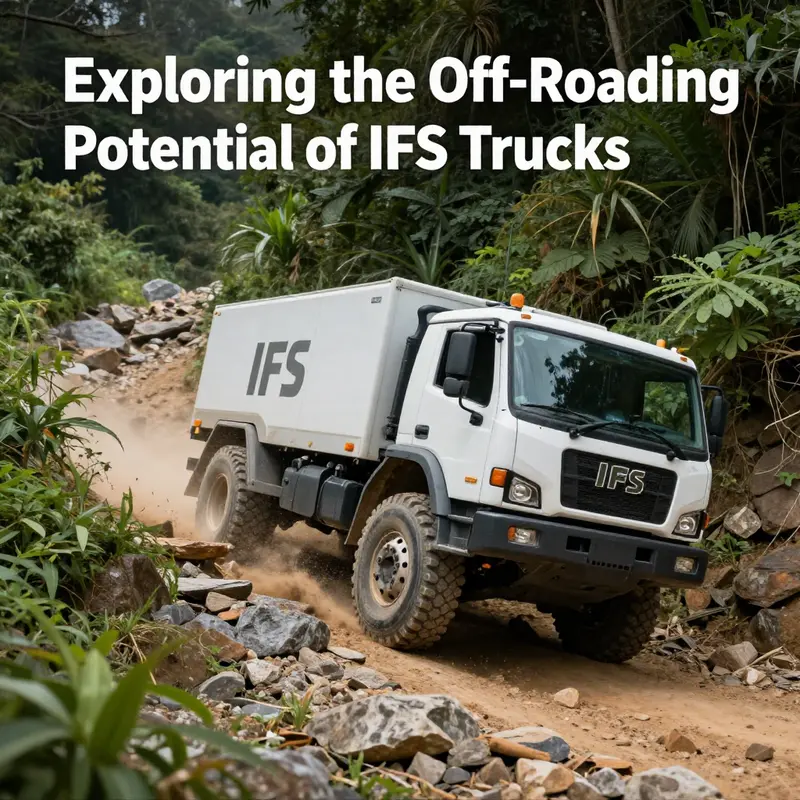 An IFS truck maneuvering through a rocky path, demonstrating its off-roading potential.